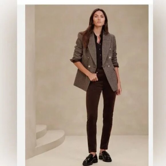 Banana Republic Brown High-Rise Skinny Ankle Stretch-Corduroy Pants Size 27 NWT - Picture 2 of 10